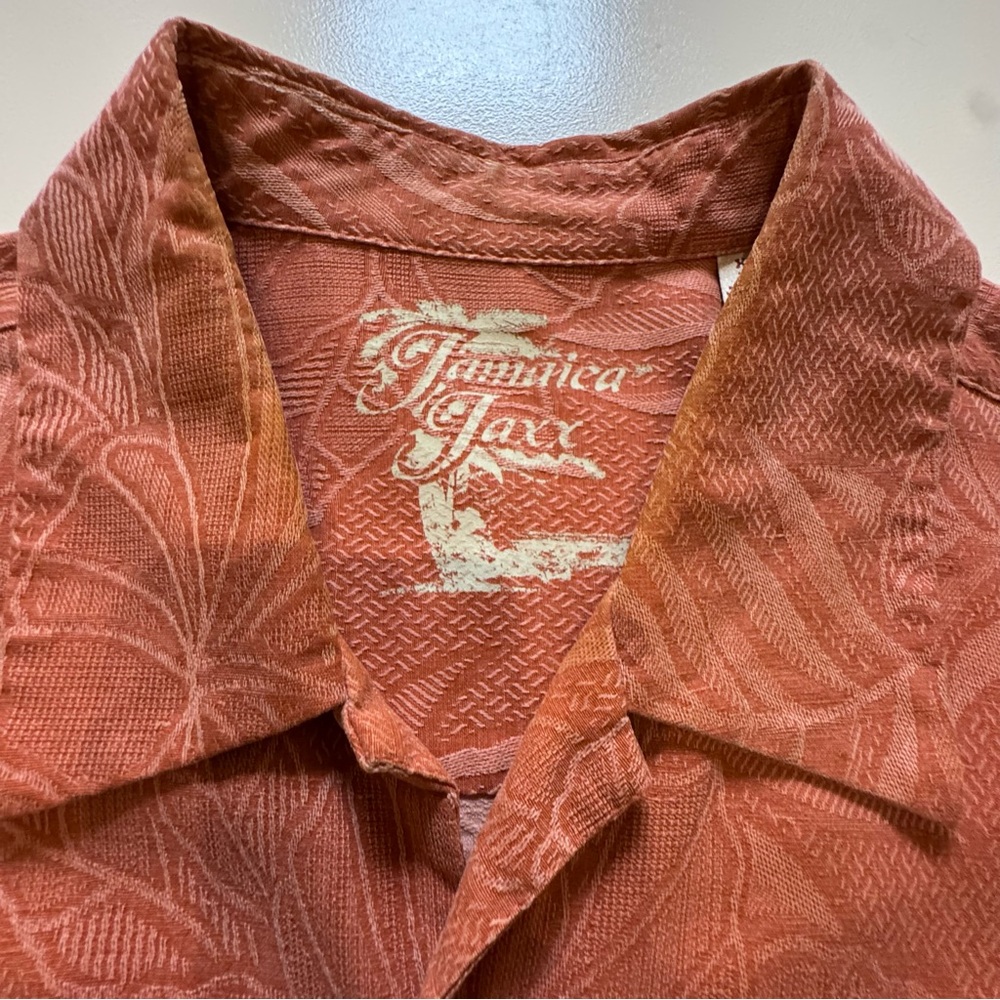 Jamaica Jaxx 100% Silk Men's‎ Rust Orange Button Down Shirt like new! Sz XL - Picture 6 of 10